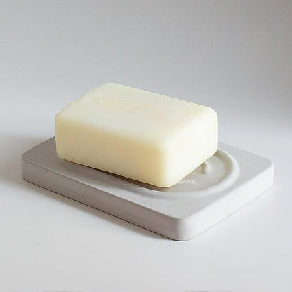 Diatomite Soap Dish for Kitchen Organizer, Quick Dry Sink Caddy Holder for Sponge, Brush, Toothbrush - Fast Absorbing Stone Tray (Light Grey, 4.8" x 3.1")
