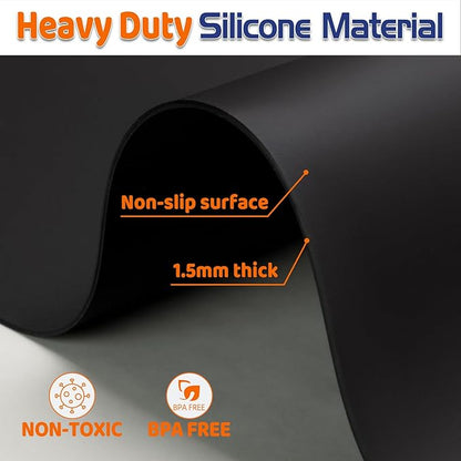 Warome Silicone Mat,78.7”x 23.6” Heat Resistant Mats for Countertop,Extra Large Countertop Protector Mat, Multi-functional Cuttable Kitchen Counter Mat, Silicone Mats for Kitchen Counter/Crafts -Black