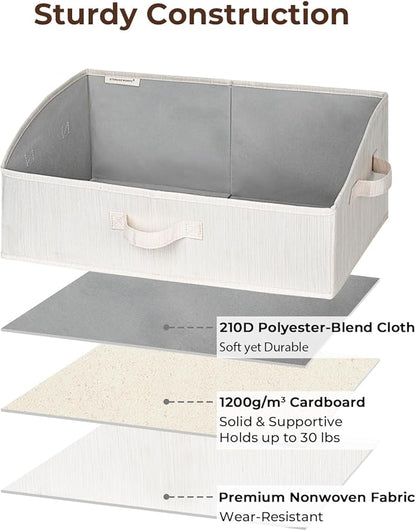 StorageWorks Closet Storage Bins, Trapezoid Organizer Box for Shelves, Fabric Clothes Bin, Foldable Organizing Baskets with Handles, Large, Mixing of Beige, White & Ivory, 3-Pack
