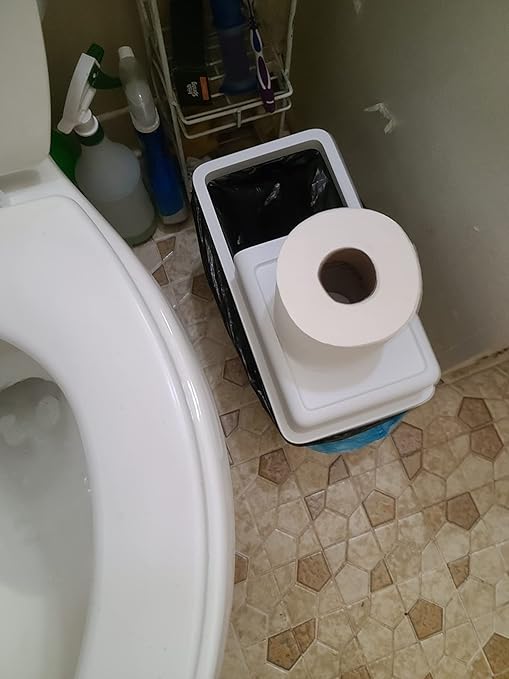 JOYBOS Bathroom Trash Can, Small Dogproof Garbage Can with Lid 14 Liter Slim Plastic Bin 4 Gallon Waste Basket for Bedroom Office Trashcan RV Narrow Place,White