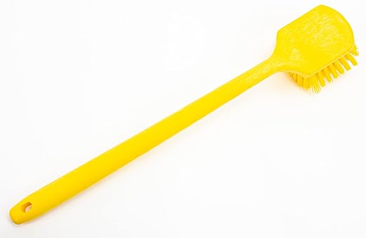 SPARTA 40501EC04 Plastic Large Scrub Brush, Kitchen Brush, Utility Brush With Long Handle For Cleaning, 20 Inches, Yellow