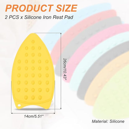 PATIKIL Silicone Iron Rest Pad, 2 Pcs Multipurpose Hot Heat Resistant Iron Rest Plate Protective Pad for Ironing Board Hot Resistant Steamer Steam Compact Mat, Yellow