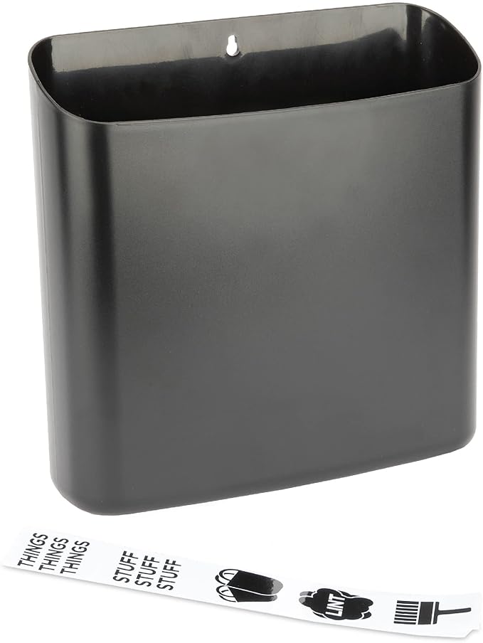 JS Jackson Supplies Black Lint Bin with Magnetic Back, Large Space Saving Trash Bin and Organizer for Laundry Room and Kitchen, Wall Mountable