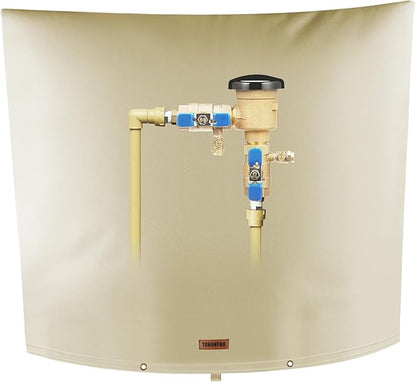 Backflow Preventer Pipe Insulation Cover (5°F) - Irrigation Sprinkler Valve Insulated Pouch - Water Well Pump Cover - Sturdy 5 Layers for Winter Freeze Protection, 40" W x 40" H, Beige