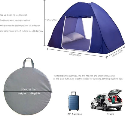 Mosquito Net for Bed, Folded Size 20 inch Portable Camping Travel Mosquito Tent, Pop Up Mosquito Net with Double Entry for King Queen Size Bed (Folded 20 Inch, 71"x79"x59")