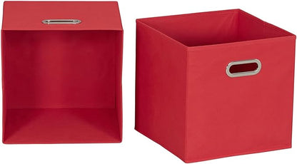 Household Essentials, Red 6 Pack Fabric Storage Bins with Handle