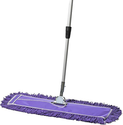 24 Inch Purple Commercial Dust Mop & Floor Sweeper with Extendable Handle – Mop for Hardwood, Tile, and Concrete Floor Cleaning