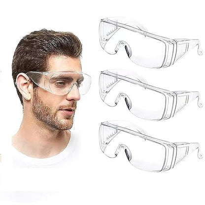 Safety Anti Fog Goggles 3-Pack - Over Eyeglasses, Dust/Chemical Splash Proof | ANSI Z87.1 Certified Wrap-Around Eye Protection for Lab, Construction, Nurses | Scratch Resistant, Unisex Fit