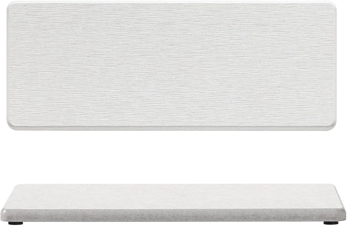 2PCS Bathroom Sink Vanity Trays, Water Absorbing Diatomite Stone Drying Soap Dish Dispenser for Kitchen Counter, Sponge Holder Mat Rack Faucet Splash Guard Caddy Organizer, Beige, 9"x3.5"
