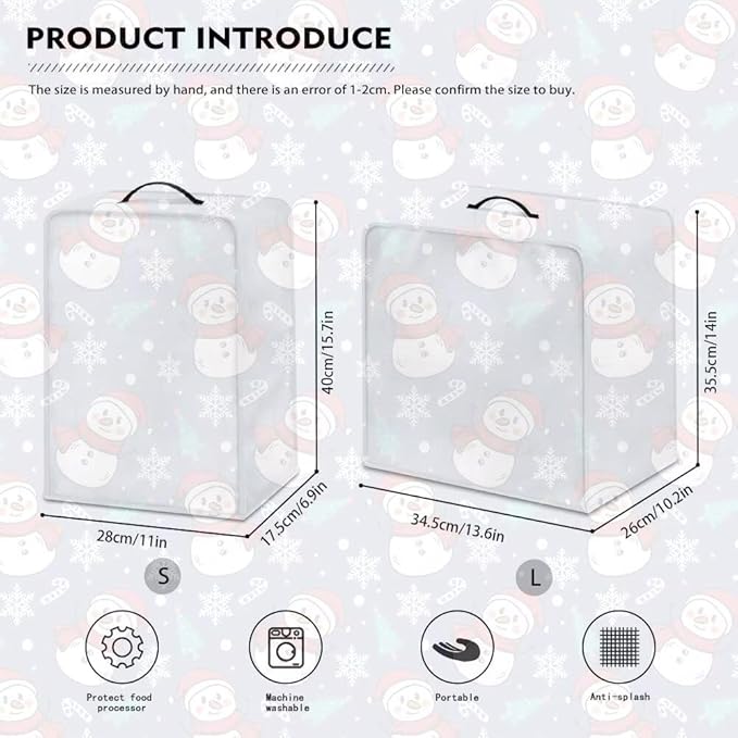 Christmas Snowflake Coffee Maker Cover Dust Protection with Top Handle Washable Portable Replacement