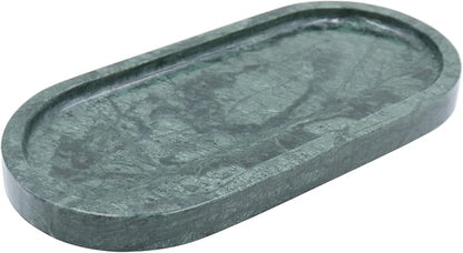 Natural Marble Tray, Oval Vanity Decorative Tray for Bathroom Counter, Countertop Stone Organizer, Catchall Tray for Kitchen, Perfume, Candles, Jewelry Dish Decorative Tray