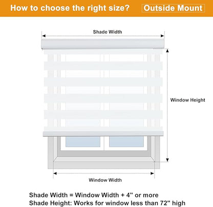 Persilux Zebra Roller Shades for Windows, Privacy Roller Blinds for Windows (70" W x 72" H, White) Cordless Door Blinds for Door Window, Light Control for Day and Night, for Home, Office