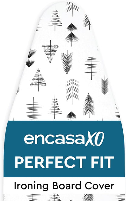 Encasa XO Ironing Board Cover and Pad 42"x14" - Thick 3mm Felt Padding, Drawstring Tightening & Lock, Easy Fit, Scorch & Stain Resistant, Fits Medium Ironing Board - Black Arrow