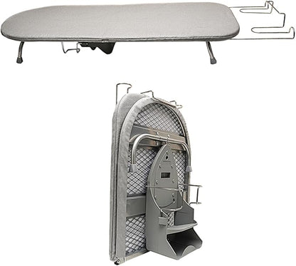 Tabletop Ironing Board Folding with Iron Holder and Iron Rest, Portable Space Saving Small Metal Ironing Board (Gray)