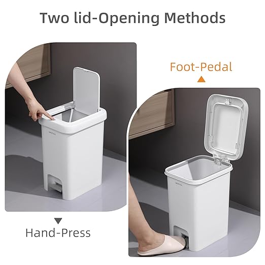 MOPALL Slim Bathroom Trash Can with Lid Soft Close, Garbage Can with Pop-Up Lid & Step On Foot Pedal, Small Trash Bin Trashcan Waste Basket for Toilet, Office, Bedroom, Kitchen, Living Room 1.9 Gallon
