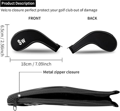Golf 12pcs Thick Synthetic Golf Iron Head Covers Set Headcover Fit All Brands Callaway Ping Taylormade Cobra Etc. Also Custom Name