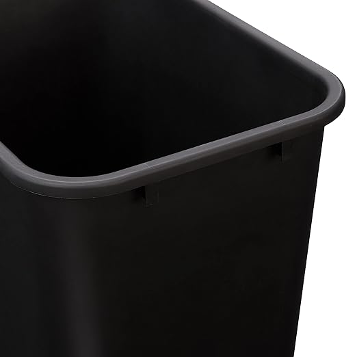 Amazon Basics Trash Can, Rectangular Commercial Office Wastebasket, 10 Gallon (Pack Of 1), Black (Previously AmazonCommercial brand)