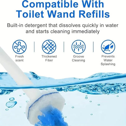 Disposable Toilet Wand Refill Compatible with Clorox Toilet Brush, 60 Count Disposable Heads for Deep Cleaning