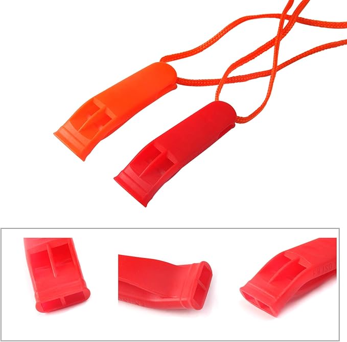 AUGSUN 10 Pcs Safety Whistle Marine Whistle Plastic Whistles with Lanyard for Emergency