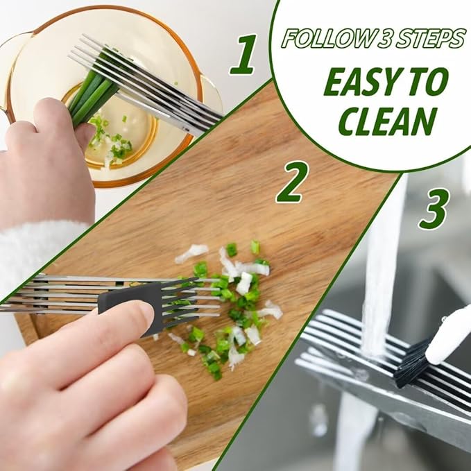 Herb Scissors Salad Scissors, Upgrade Herb Scissors with 5 Blades and Cover + 2 Brush, Kitchen Salad Scissors with Herb Stripping, Multi Scissors Herb Cutter, Smart Cutter Food Scissors Chopper, Black