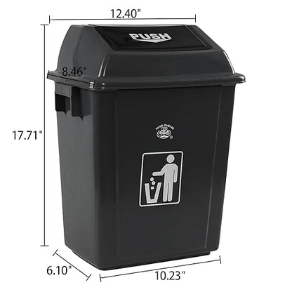 4 Pack Plastic Swing Lid Trash Can, 6 Gallon Trash Cans with Swing Lid, Grey
