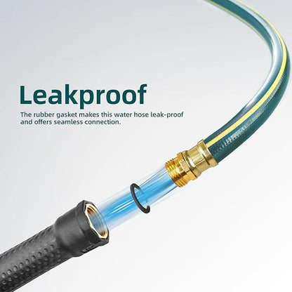 Solution4Patio Short Leader Green Garden Hose 3/4 in. x 12 ft. -Kink Free, Leakproof, Brass Aluminum Male/Female Fittings -Heavy Duty Durable Flexible Lightweight Water Pipe for Household & Commercial