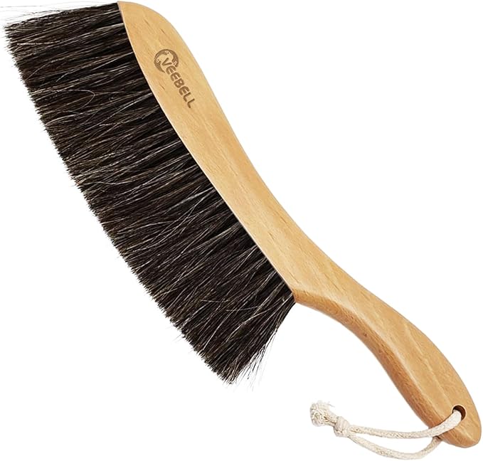 Horse Hair Brush Hand Broom Dusting Brush for Home Cleaning, Wood Handle Soft Brush Duster for Counter Furniture, Bed, Bench Fireplace,Car, Shop Brush Cleaning 14" Long