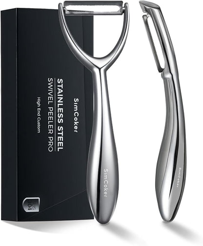 Y & I Peeler Set – Multi-Purpose Vegetable Peeler, 304 Stainless Steel Potato Peeler with Ultra-Sharp Serrated Blade & Ergonomic Handle (5-Year Warranty)