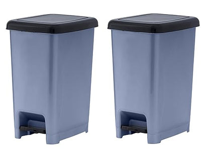 Superio Slim Trash Can with Foot Pedal – 2.5 Gallon Step-On Trash Can with Lid, Small Plastic Mini Garbage Can, for Bathroom, Kitchen, Office, Under Desk, Bedroom, Dorm – Grey/Black (2)