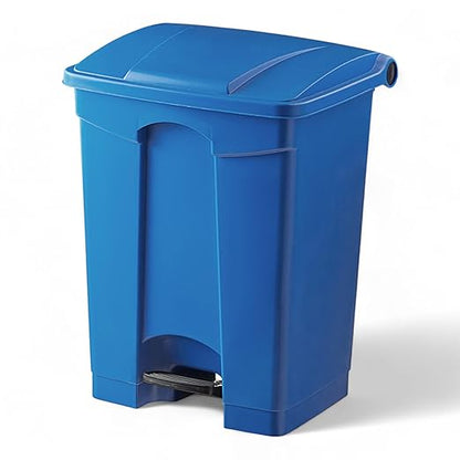 PRO&Family Step-On Trash Can with Lid, Plastic Waste Bin, Foot Pedal Operation (Blue, 18 Gallon)