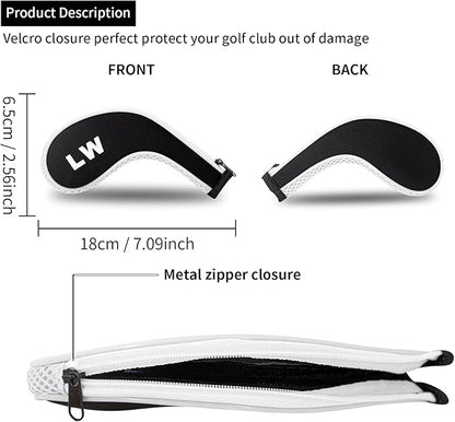 Golf 12pcs Thick Synthetic Golf Iron Head Covers Set Headcover Fit All Brands Callaway Ping Taylormade Cobra Etc. Also Custom Name