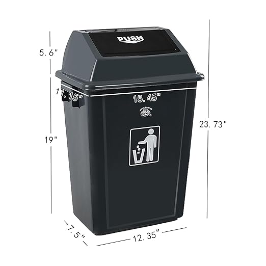 4 Packs 13 Gallon Commercial Heavy-Duty Trash/Garbage Can, Swing Lid Waste Container for Home/Garage/Kitchen/Outdoor/Driveway