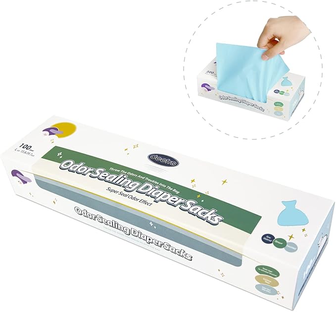 Odor Sealing Disposable Diaper Bags, 120 Count, Blue, Large Capacity, Unscented Diaper Trash Bags, Safety, Multiple Specifications, Wide Application, Easy to Use
