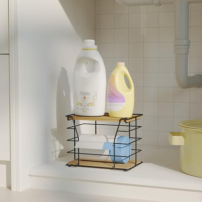 Trash Bag Holder/Dispenser with Lid, Stackable Storage Laundry Kitchen Organizers for Countertop Organization, Wall Mount Trash Bag Holder under Sink, No Drill