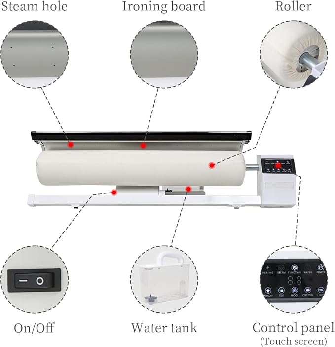 Rotary Roller Iron Steam Press Hotel Linen Ironing Machine with Continuous Steam for Commercial and Home Use. Designed for Bed Sheet,Pillowslip,Napkin, And Almost Any Flat, Appropriately Sized Textile