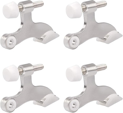 HOMOTEK 4 Pack Hinge Pin Satin Nickel Door Stopper,Adjustable Deluxe Heavy Duty Door Stopper 2-1/2"x1-3/4",with White Rubber Bumper Tips