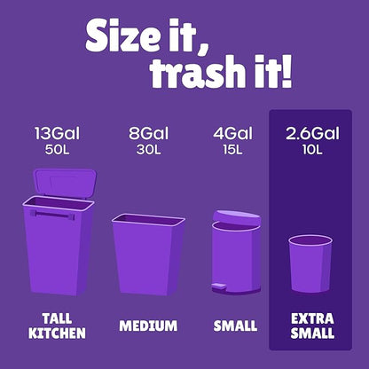 FORID Small Bathroom Trash Bags - 2.6 Gallon Colored Garbage 250 Bags 10 Liter Unscented Waste Can Liners Wastebasket Liner For Home Office (2-3 Gal) - Durable & Thick Trash Bag Multi Colored