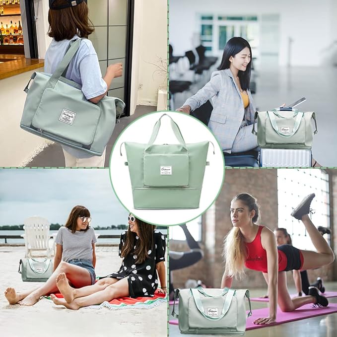 Large Capacity Foldable Travel Bag Expandable Portable Carry on Bag Dry&Wet Separation Sports Duffel Bags