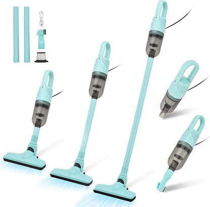 Handheld Vacuum Cleaner,Ultra-Lightweight Mini Portable Vacuums for Home, 6 in 1 Stick Vac Cleaners for Car,Pet Hair,Carpet（Green Corded