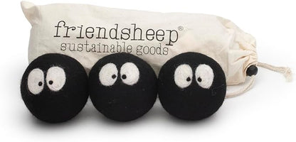 Friendsheep Wool Dryer Balls, Organic Reusable Fabric Softener Alternative for Laundry, Handmade, Fair Trade, Hypoallergenic, Eco-Friendly, Plastic-Free (3 Pack XL – Sprites)