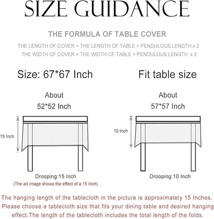 patdrea Designer French Green Tablecloth for Square Table,Elegant Violets Pattern Framhouse Tablecloths,Table Cover Cloth Fall Decor for Kitchen Dining Christmas,Thanksgiving,67"x67"-Tara a