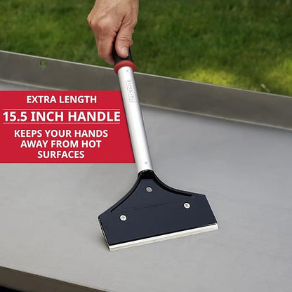 Flat Top Grill Scraper 15.5" Long Griddle Tool by FryOilSaver Co., 5.5" Replaceable Blade Kitchen Scraper for Cleaning Griddle & Flat Top Grill for Diner, Bar, Hotel, Restaurant & Food Service - 90018