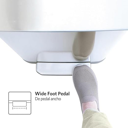Glad Stainless Steel Step Trash Can, Series 2 with Clorox Protection - Large Metal Kitchen Garbage Bin with Soft Close Lid, Foot Pedal and Waste Bag Roll Holder, 13 Gallon