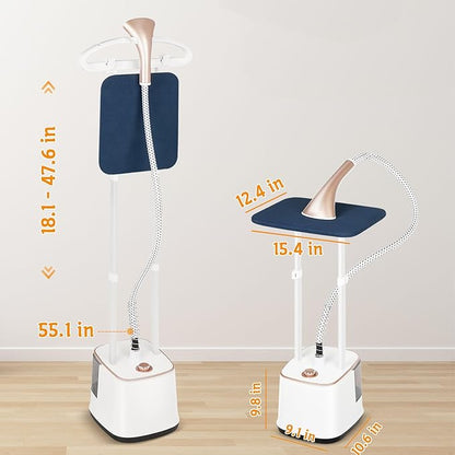 Standing Garment Steamer, 2000W Powerful Steamer for Clothes, 10 Steam Levels, 2.7L Water Tank for 90 Mins Continuous Steaming, Home Commercial Use (Champagne Gold)