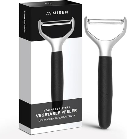 Misen Stainless Steel Vegetable Peeler - Dishwasher Safe Y Peeler - Easy to Use with Potatoes, Cabbage, Carrots, and More - Progessional Grade Kitchen Tool - Black