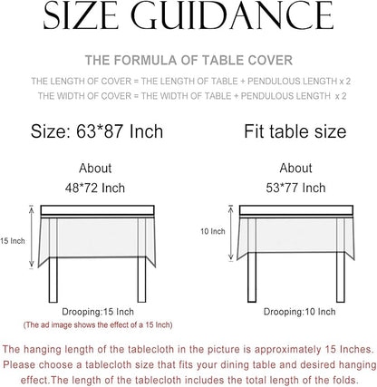patdrea Designer French Table Cloth for Rectangle Table,Vintage Green Linen Birds and Leaves Pattern Tablecloths,Dacorative Cover Kitchen Dining,Christmas,Thanksgiving,Tea Party,63"x87"-Warbler