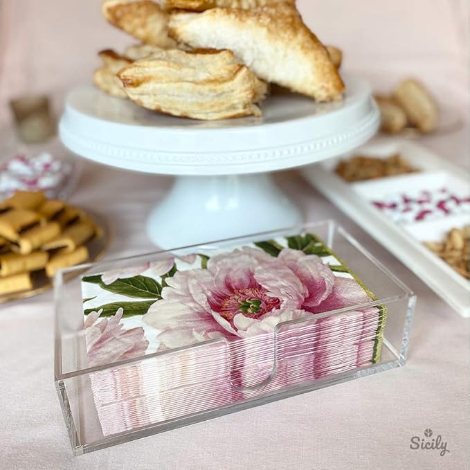 Sicily Acrylic Napkin Holder (5mm) Multifold Paper Towel Dispenser (9.87”W x 4.75”D x 2.75”H) Hand Towel Holder for Bathroom and Kitchen Countertop