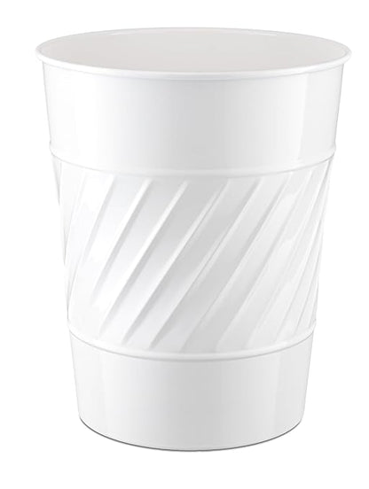 Monarch Abode White Handcrafted Wave Embossed Metal Wastebasket for Home Office Bedroom, Decorative Waste Basket, Modern Bathroom Garbage Can, Durable & Decorative Trash Bin, White Bathroom Trash Can