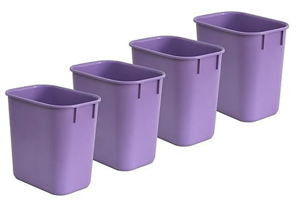 Acrimet Wastebasket, Deskside Bin, 3.25 Gallon/13 Quart/ 12 Liter (Plastic) (Purple Color) (Set of 4)