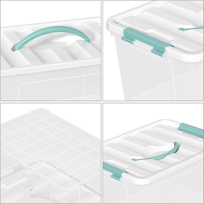Xyskin 6 Pack 14 Quart Stackable Plastic Storage Bins with Lids and Latching Buckles, Storage Latch Box/Bins, Clear